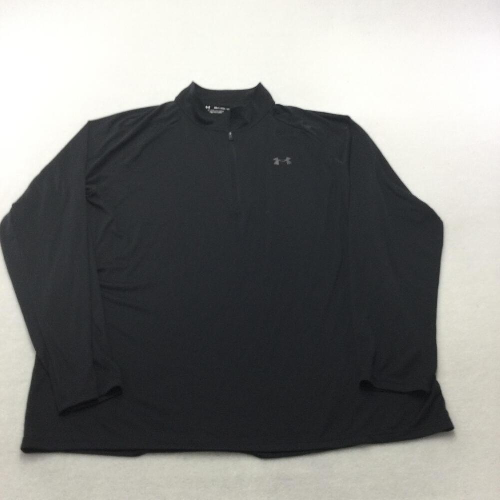 Under Armour Pullover Mens 2XLT Black 1/4 Zip Mock Neck Athletic Stretch
